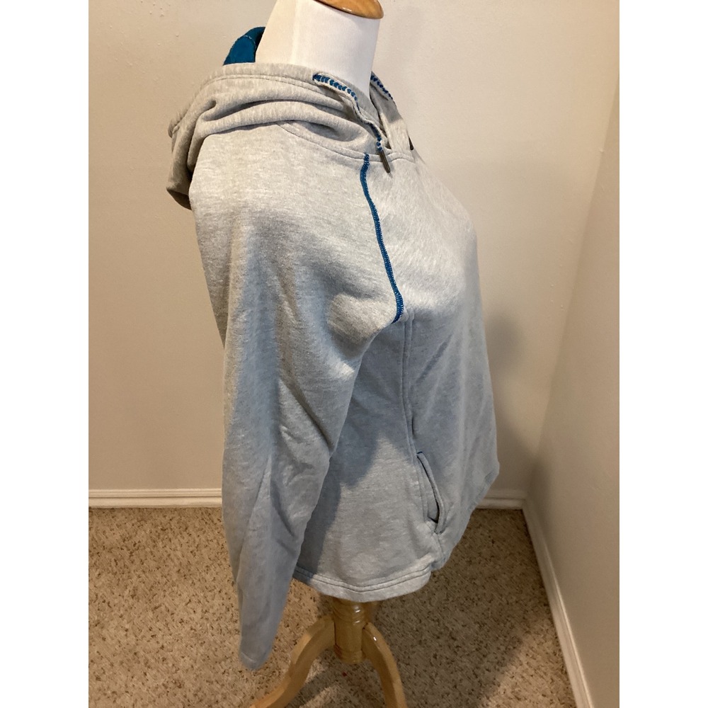 Noble Outfitters‎ Womens Gray Blue Trim V Neck Hoodie Sweatshirt Size M - Picture 3 of 6